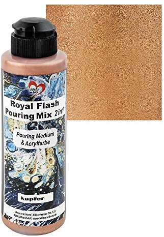 Ideen mit Herz Royal Flash Pouring Mix 2in1 | Pouring Medium & Metallic-Acrylfarbe mit Glitzer-Effekt | 180 ml | kein weiteres Mischen mit Fluid, Medium oder Silikonöl erforderlich (kupfer)