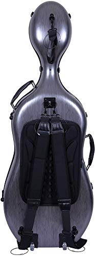 Crossrock Poly Carbon Composite Case fits for 1/2 Size Cello with Backpack and Wheels in Black(CRF102CEHBKHT) (CRF1020CEHBKHT)