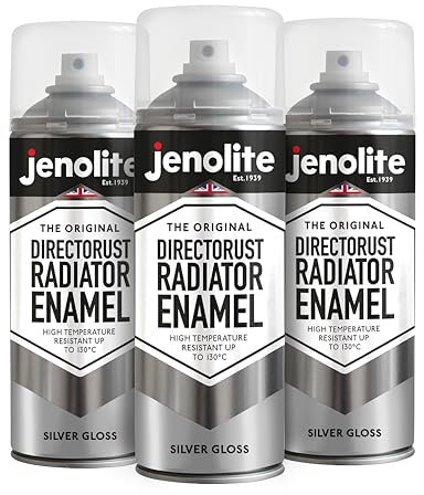 JENOLITE Directorust vernice spray per radiatori | ARGENTO | Finitura lucida | Resistente a 130ºC | Durevole, antigraffio e resistente | Nessun primer necessario | 3 x 400 ml