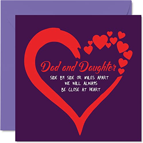 Stuff4 Heartfelt Vatertagskarte für Papa, Seite an Seite | Schöne Geburtstagskarte für Papa von der Tochter, zum Vatergeburtstag, 145 mm x 145 mm, Vatertagsgrußkarten