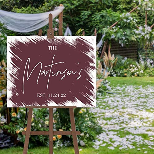 Panneau de bienvenue de mariage simple personnalisé avec vos noms et dates Bienvenue à notre panneau de mariage/réception 50,8 x 76,2 cm