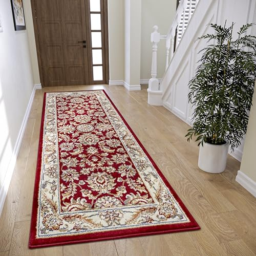 Hanse Home Reni Tappeto orientale, classico, a trama fitta con ornamenti e motivi floreali, morbido pelo corto, per camera da letto, sala da pranzo, soggiorno, corridoio, 80 x 240 cm
