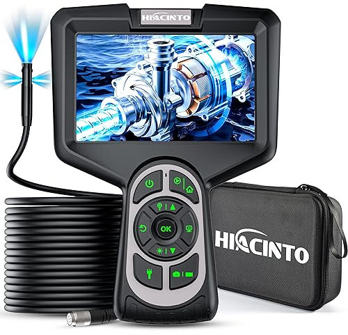 Hiacinto Endoskopkamera mit Licht 20m, 5-Zoll-IPS- Bildschirm DREI Linsen Endoskop, IP68 Wasserdicht Rohrkamera, 8mm Schlangenkamera, 1080P HD Digital Inspektionskamera, 32GB (Abnehmbares Kabel)