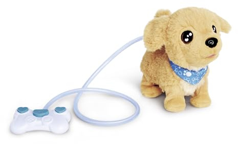 Simba 105890064 - Chichi Love Loomy Golden Retriever (20 cm) - interaktiver Spielzeug-Hund für Kinder ab 3 Jahre, mit Funktionen, Sound & leuchtender Kabelsteuerung