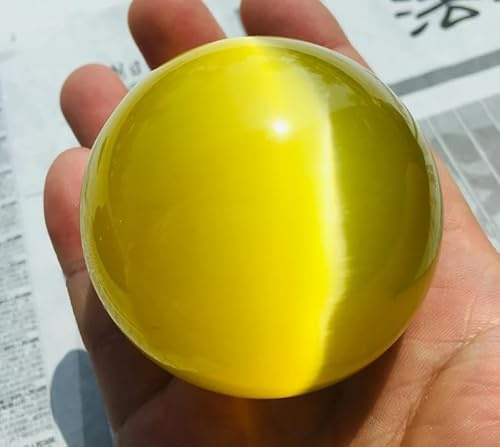 VEKETE Sfera Di Cristallo Naturale Gialla Occhio Di Gatto Da 4-10cm, Divinazione, Sfera Di Pietra Energetica, Fotografia, Sfera Decorativa, 5cm