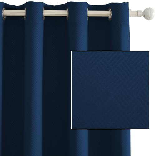 Ystyle Tende Oscuranti per Interni 2 Pezzi, 140x260 CM, Termiche Isolanti, Anti-Rumore, con Anelli, Tenda Moderna Per Camera da Letto e Soggiorno, Blu Scuro