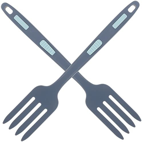 ABOOFAN 2 Piezas tenedor de silicona gigante cucharas de metal fideos de pasta pastas pastas horquilla multifunción tenedor de cocina de silicona Resistencia a altas temperaturas Italia
