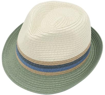 maximo Cavinto Kids Trilby Strohhut Kinderhut Sommerhut Sonnenhut Strohtrilby Kindertrilby Kinder - Made in Germany Sommer Frühling-Sommer - 55 cm Natur-Oliv
