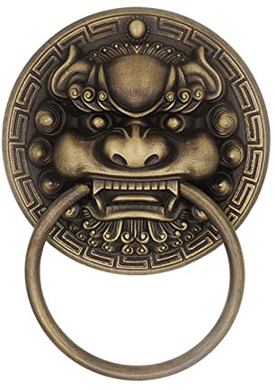 XZSXHE Türklopfer Türklopfer vorn Türklopfer Bronze Verdickter Türgriff Retro Villa Eingangstür Altes Haus Türdekoration Zubehör/Bronze/20 cm Durchmesser(Size:20Cm Diameter)