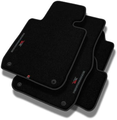 Performance Personalisierte Velours Fußmatten Auto passend für Mitsubishi Lancer VIII 2007-2017 - Premium, Perforiert, rot-grau -Präzise CNC-Stickerei, Design-Lochpaspel, Auto Fußmatten - Perfekt für