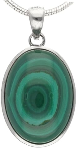 Lebensquelle Plus Eleganter Edelstein Anhänger oval | In 925er Silber gefasst mit Öse | 18 x 13 mm