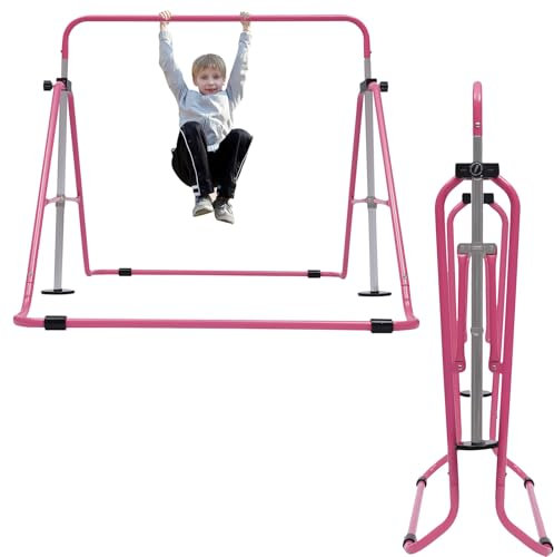 Barre de gymnastique pour extérieur, barre de gymnastique pour enfants, pliable, pour l'intérieur, équipement d'entraînement de gymnastique, réglable en hauteur, capacité de charge 100 kg