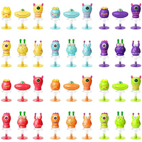 AMFUN 36Pcs Jouets Monstres Sauteurs, Petit Jouet à Ressort, Jouets De Lanceur De Ressort, Petit Jouet à Ressort pour Garçons & Filles, pour Les Cadeaux de fête, Les récompenses en Classe