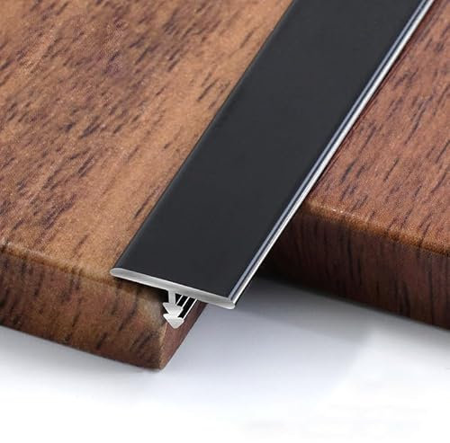 GSKFXJ T-Profil Übergangsstreifen Für Boden, Aluminiumlegierung Bodenleisten Für Unebene Böden, Schwelle Reduzierstück 15mm Breite(Black,W~8mm)