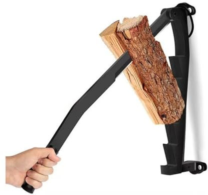 TYYMSMK Wall-Mounted Log Splitter, Carbon Steel Material, Efficient and Convenient, Suitable for Indoor and Outdoor Wood Splitting, Includes Gloves and Firewood Carrying Bag