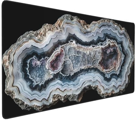 Gaming Mauspad XXL Schwarz Mousepad 800x400x4mm Marmormuster Verlängertes Mauspad Schreibtischauflage,Genähte Kanten Mauspad,Verbessert Präzision Geschwindigkeit Wasserdicht Geeignet für Büro,Spiele