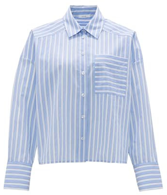 OPUS Damen Langarmbluse | Streifenbluse FOKIA Loose aus leichtem Baumwoll Mix Blue Salt, 40