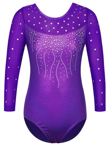 ZNYUNE Mädchen Farbverlauf Gymnastikanzug | Ärmellos/Langarm Kinder Gymnastik Trikot Klassisch