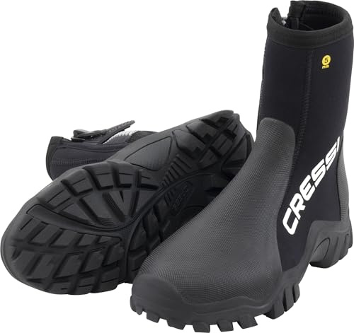 CRESSI ReefTech/RS Boots 5mm - Unisex 5mm Schwarz Neoprenstiefel mit Doppeltem Futter für Wassersport und Tauchen mit offenen Fersenflossen, Speziell Entwickelt, zum die Füße vor Kälte zu Schützen