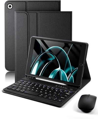 TUNKARMOR Funda con teclado para iPad mini 5 y Mini 4 de 7.9 pulgadas, con mouse y teclado magnético, funda con soporte para lápiz para iPad mini de 5ª y 4ª generación, apagado y encendido automático