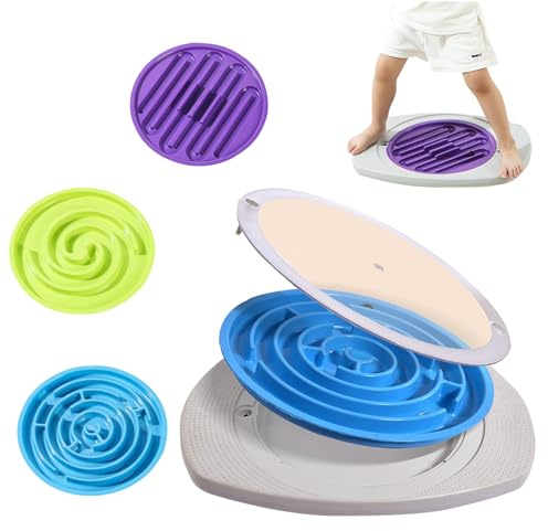 Balance Board Maze,Swing Maze Balance Board with 3 Interchangeable Turntables and 2 Balls for Exercise,Physical Therapy and Recreation