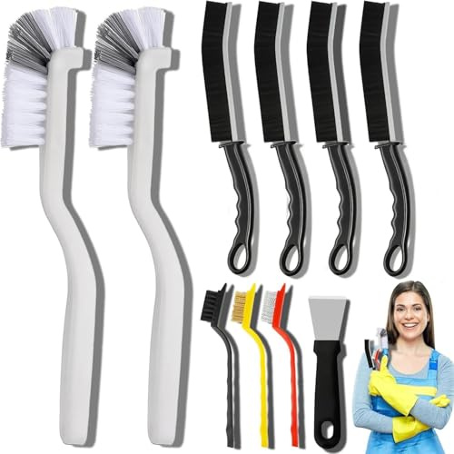 10PCS Hartborsten Eckenreinigungsbürste Set, Multifunktionale Spaltreinigungsbürste für Küche, Badezimmer, Ecke, Grout, Waschbecken, Tasse, Teekanne, Flasche