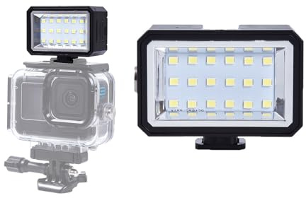 LED-dyklampa för DJI Action/GoPro och mer – IPX8 vattentätt, 600 mAh långvarigt batteri, 4-nivåers ljusstyrka, typ-C-laddning, kall skomontering för fotografering under vatten
