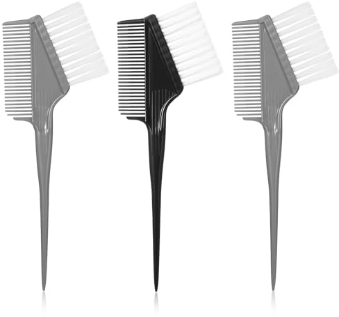 Ajcotahm 3 PCS Professional Hair Color Brush, Salon Hair Applicator Kit, Dual Sided Coloring Brush, Angled Tint Combs Set for Women Dyeing Highlights Root Touch Ups Full Color Home Use