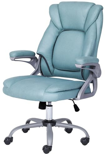 ADOV Executive kontorsstol med 90° flip-up-armstöd, ergonomisk skrivbordsstol med hög rygg med fjäderkudde, höjdjusterbara svängbara datorstolar, bekväma liggande skrivbordsstolar för hemmakontor
