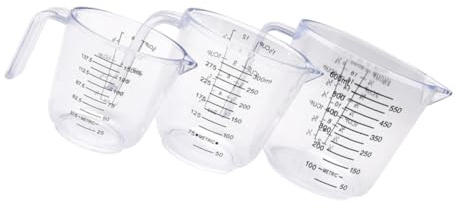 VICASKY 3 pezzi Misurini da Cucina in Plastica Trasparente per Cottura e Misurazione Liquidi Tazze Graduati con Beccuccio Antigoccia per Baking Latte e Bevande Riutilizzabile