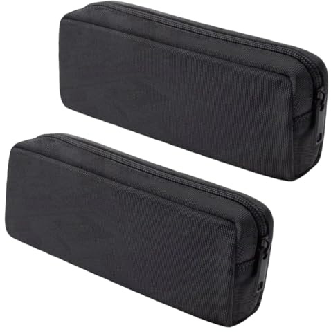 Rosqmor 2 Piezas Estuche Negro, Pequeño Pencil Case Material Escolar Y Papeleria Niños Adolescentes, Sencillo Estuches Utiles Escolares, Tela Cartuchera School Supplies Bolsa De Aseo