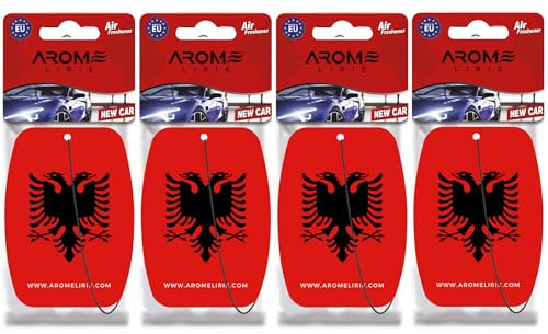 Albanien Duftbaum Auto – 4× New Car – Roter Doppeladler Lufterfrischer – Intensiver Duft – Arome Lirie