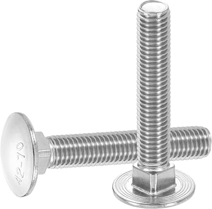 QUARKZMAN 5Pcs Boulons À Tête Ronde M12 x 70mm Vis À Tête Ronde Argent | Collet Carré Pour Accessoires De Fixation, Acier Inoxydable 18-8 (304)