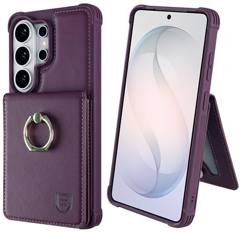 VANAVAGY Wallet Case with Coin Pocket for Galaxy S26 Ultra,Purple | PU Leather Flip Cover,12ft Drop Protection,RFID Blocking Card Holder,360° Rotation Ring Kickstand,Includes Screen Protector