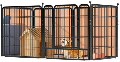 Liwankaqi Heavy Duty Dog Playpen with Safety Lock, Portable Pet Fence for Small/Medium Dogs, Indoor Outdoor Exercise Pen for Garden, Camping, Living Areas