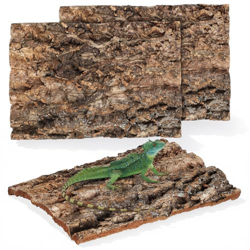 TEHAUX Fournitures pour Reptiles 3 Pièces Écorce d'arbre Réaliste pour Terrarium, Plateforme d'escalade et Repos pour Araignées et Lézards