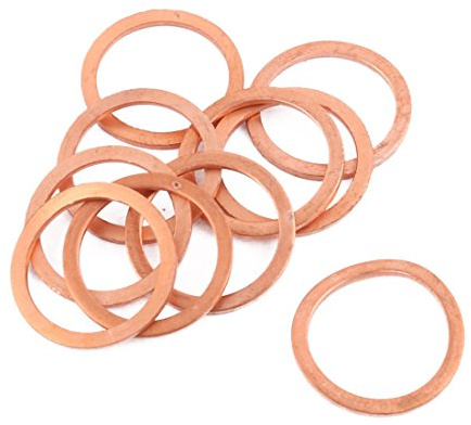 sourcing map Arandela De Cobre 10Pcs Para Automoción Y Motor | Od 18Mm, Id 14Mm, Espesor 1Mm, Peso 11G, Color Cobre, Para Pequeñas Reparaciones Motor, Aplicaciones Eléctricas