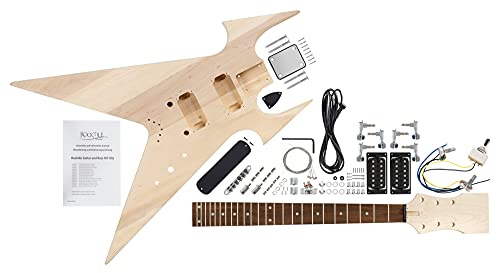 Rocktile Kit Chitarra Elettrica ZW-Style - Chitarra Elettrica Completa Fai-da-Te incl. elettronica - Corpo in tiglio, manico in acero, tastiera in palissandro 24 tasti, 2x Humbucker - Naturale