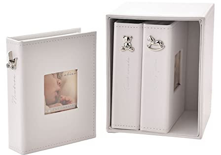 Bambino Baby Photo Albums | Set of 3 with Holder | 72 6 x 4 Inch Photos - White