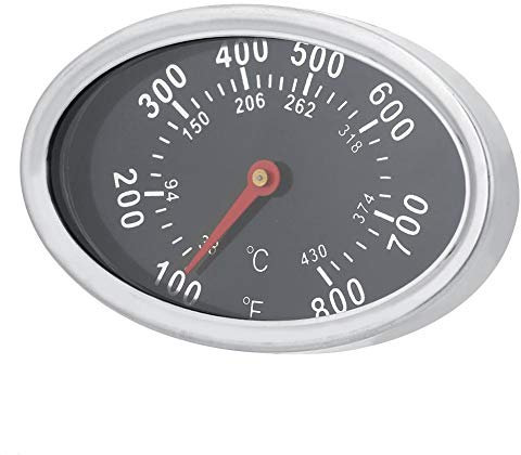 DeWIN Thermomètre de Barbecue, Thermomètre à rôtir en Acier Inoxydable de Forme Ovale 430 ℃ pour Grills, Fours, Fumoirs, Fumoirs et Chariots de Grill, Accessoires de Grill analogiques