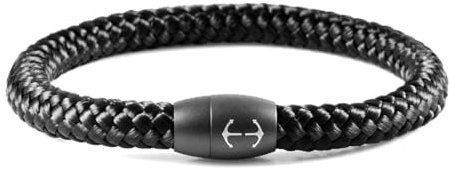 Segeltau Armband Geflochten Nautisch mit Magnetverschluss Seil Armbänder Maritim Surferarmband Galeara Nau (Nau - Schwarz, 215)
