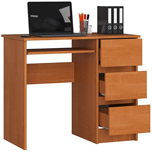 BDW Computertisch mit 3 Schubladen und Einer ausziehbaren Schublade für die Tastatur. EIN Schreibtisch für einen Desktop- oder Laptop, Schule und Jugendschreibtisch 90x77x50