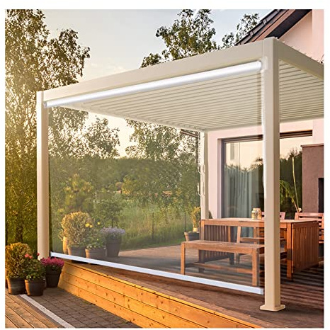 SHUDONGDEN Transparentes Wasserdichtes Rollo,Transparent Wasserdichtes Roll-Up-Rollo,Outdoor-Balkon-Terrassen-Tür Durchsichtige Rollos, PVC-Kunststoff-Regenschutz-Fenster-Rollos,110x180cm/43.3x70.8in