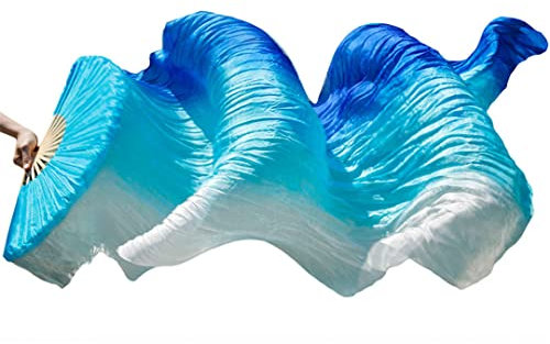1 Paar/1 Stück Kunstseide Bauchtanz Schleier Fächer Rippen handgefertigt gefärbt Leistung lange Fächer Bauchtanz Kunstseide Fans Figur 12 1 Stück rechte Hand 180 cm