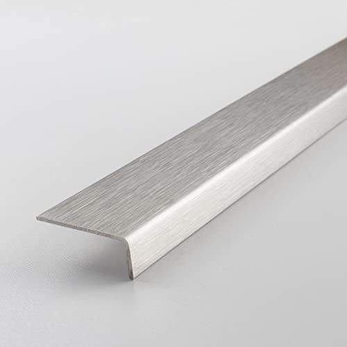 PROVISTON | Mini-Winkelprofil | Edelstahl | Edelstahl matt | Breite 34 mm | Höhe 3 mm | Länge 2700 mm | Ungebohrt | Treppenkantenprofil | Treppenwinkel | Treppenkante | Kombiwinkel | 1 Stück
