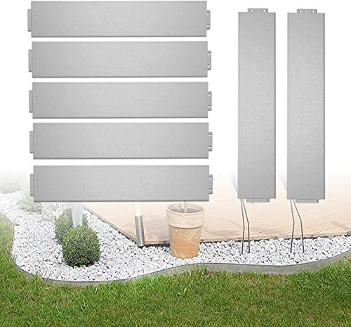 SAILUN Rasenkante Metall 10m x 15cm Rasenkanten Garten Flexibel Verzinkt Gartenumrandung Verzinkt Mähkante Palisade Beetpflanzen Gemüsekante 100 x 15 cm (L x H)