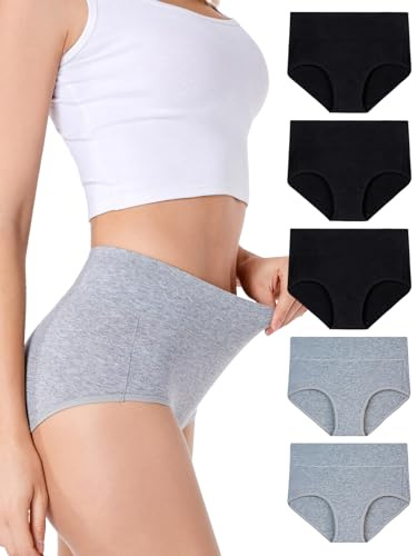 HAVVIS Unterhosen Damen Stretch Baumwolle Hohe Taille Slips Weich Atmungsaktiv Bequeme Unterwäsche Mehrpack