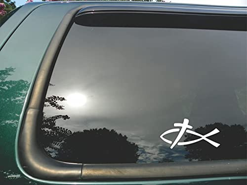 myrockshirt Christus Fisch Kreuz dezent 15 cm Aufkleber Autoaufkleber Sticker Decal