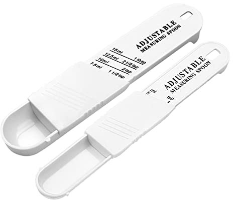 Jagowa 2 Pcs Adjustable Plastic Measuring Spoon Set (White)