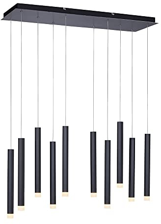 SellTec LED Pendellampe 10-flammig schwarz, warmweiße Lichtfarbe Skandi | skandinavisches Design, minimalistisch pure